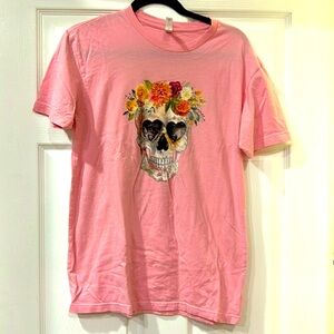 Floral Skull Pink Tee